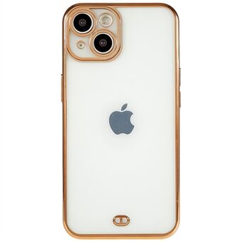 For iPhone 14 Clear Phone Case Electroplated Soft TPU Camera Protection Anti-Fall Phone Cover