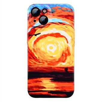 For iPhone 14 Cell Phone Case Sunset Pattern Printing Hard PC Phone Cover