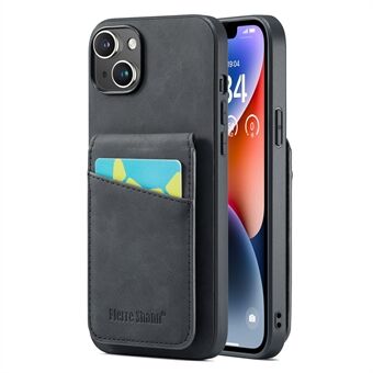 FIERRE SHANN Card Slots Phone Cover for iPhone 14 Kickstand RFID Blocking PU Leather+TPU Phone Case