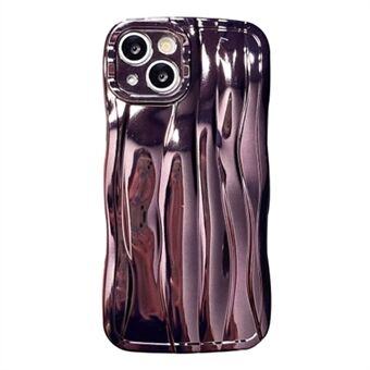 For iPhone 14 Electroplating Wave Texture Soft TPU Cover Shockproof Cell Phone Case