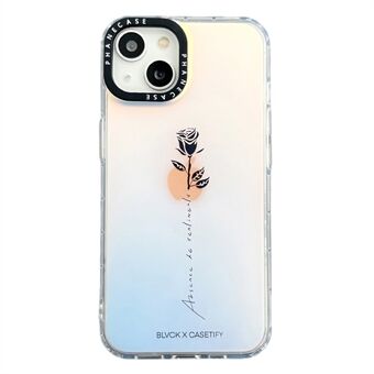 For iPhone 14 Back Cover Rose Flower Pattern Double Sided Laminating TPU+PC Phone Case