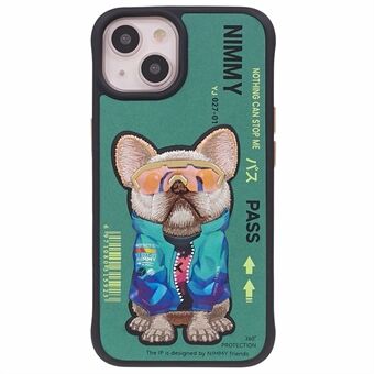 NIMMY PC+TPU+PU Shockproof Cover for iPhone 14 Anti-Drop Cool Embroidered Phone Case