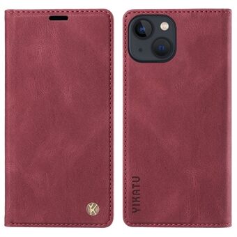 YIKATU YK-004 Leather Phone Case for iPhone 14 Skin-touch Shockproof Wallet Stand Cover