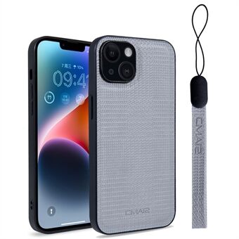 CMAI2 For iPhone 14 Anti-Drop Protective Case Textured Imprinted PU+PC+TPU Phone Cover with Strap