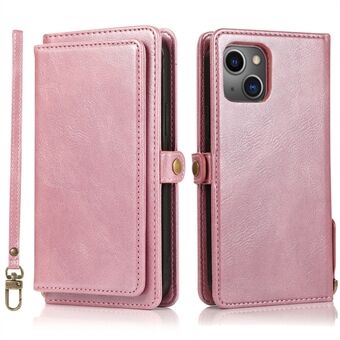Detachable 2-in-1 TPU+PU Leather Case for iPhone 14 Protective Anti-Drop Phone Case with Strap