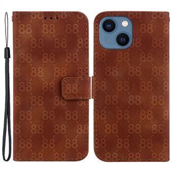 For iPhone 14 Double 8-Shape Imprinted Phone Case PU Leather Stand Wallet Drop-proof Cover