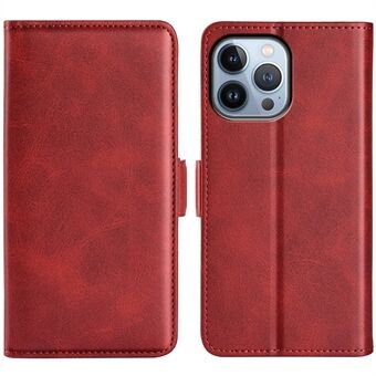 For iPhone 14 Pro 6.1 inch Magnetic Closure Textured Leather Case Stand Shockproof Wallet Style Cell Phone Shell