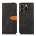 KHAZNEH for iPhone 14 Pro 6.1 inch Phone Protector Stand Function Cover Dual Color Leather Flip Wallet Cell Phone Case with Buckle