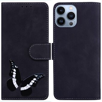 For iPhone 14 Pro 6.1 inch Skin-touch Feeling PU Leather Case Stand Function Butterfly Pattern Printing Wallet Soft TPU Book Cover