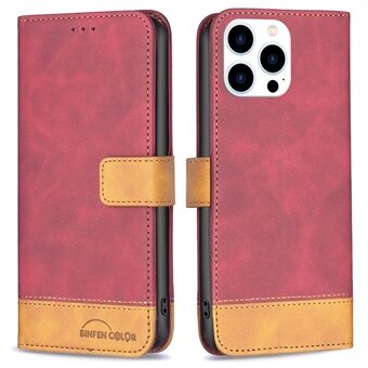 BINFEN COLOR BF Leather Case Series-7 for iPhone 14 Pro 6.1 inch, Style 11 PU Leather Matte Folio Flip Phone Cover Color Splicing Wallet Stand Case
