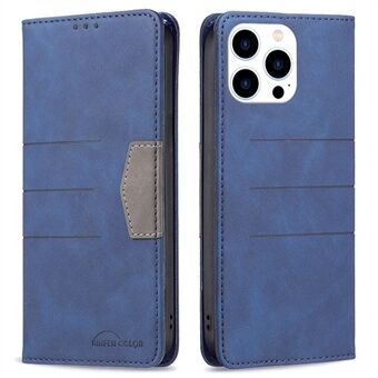 BINFEN COLOR BF Leather Series-1 for iPhone 14 Pro 6.1 inch Shockproof Well-protected Splicing 10 Style Stand Wallet Style PU Leather Magnetic Phone Case Auto-absorbed Shell