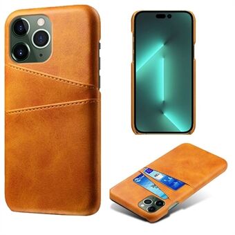 Mobile Phone Case for iPhone 14 Pro 6.1 inch, PU Leather Coated Hard PC Shockproof Dual Card Slots Shell