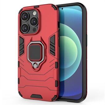 For iPhone 14 Pro 6.1 inch Anti-drop Soft TPU + Hard PC Hybrid Cover Wear-resistant Phone Case with Ring Kickstand