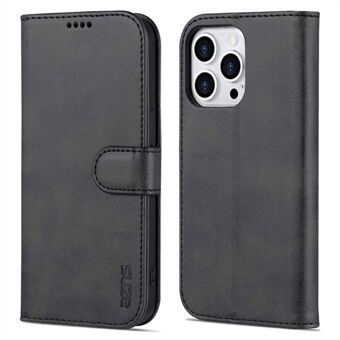 AZNS Anti-scratch Phone Case for iPhone 14 Pro 6.1 inch, PU Leather TPU Shockproof Wallet Stand Protective Cover