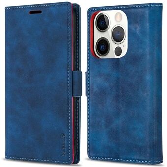 N.BEKUS for iPhone 14 Pro 6.1 inch Skin-touch Feeling Wallet Case PU Leather Dual Magnetic Clasp Protect Folding Stand Cover