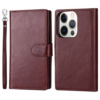 For iPhone 14 Pro 6.1 inch Detachable Leather Cover Anti-drop Stand Wallet Phone Case with 9 Card Slots