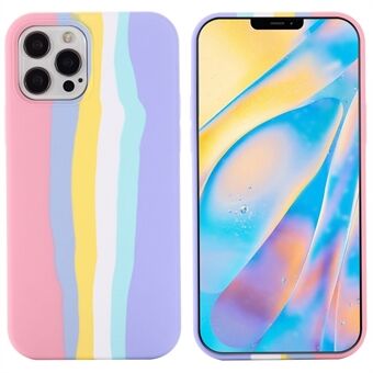 For iPhone 14 Pro 6.1 inch Stylish Rainbow Design Phone Back Cover Liquid Silicone Protective Case