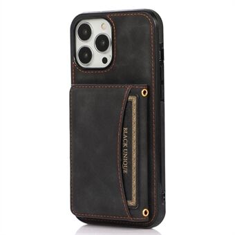 For iPhone 14 Pro 6.1 inch Shockproof Phone Wallet Case Kickstand Multifunctional Anti-scratch Mobile Phone Back Cover Card Holder