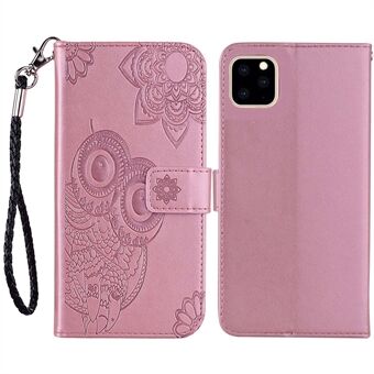 For iPhone 14 Pro 6.1 inch Anti-drop Imprinted Owl Flower Pattern PU Leather Flip Phone Case Scratch-resistant Wallet Stand Cover