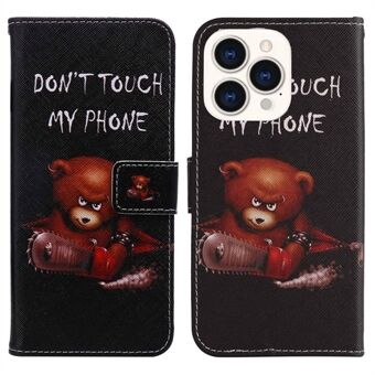 For iPhone 14 Pro 6.1 inch Pattern Printing Leather Series-2 Shockproof Phone Case Stand Magnetic Clasp PU Leather Flip Wallet Cover