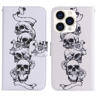 For iPhone 14 Pro 6.1 inch Pattern Printing Leather Series-3 Drop-proof Phone Case Stand Magnetic Clasp Full Protection PU Leather Flip Wallet Cover