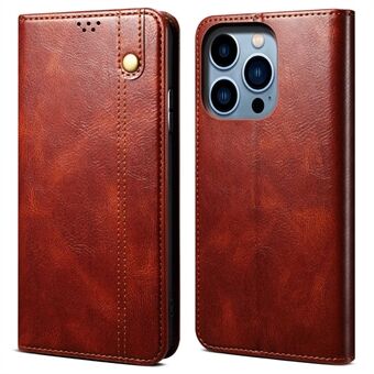 For iPhone 14 Pro 6.1 inch Shockproof Leather Phone Case Waxy Crazy Horse Texture Stand Wallet Protective Cover