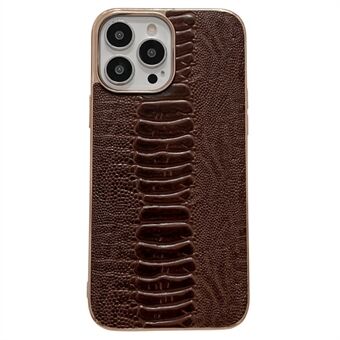 For iPhone 14 Pro 6.1 inch Non-slip Cell Phone Case Crocodile Texture Genuine Leather+PC+TPU Well Protection Phone Cover