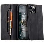 AUTSPACE A01 Series For iPhone 14 Pro 6.1 inch Retro Matte PU Leather Mobile Phone Anti-drop Case RFID Blocking Flip Stand Wallet Cover