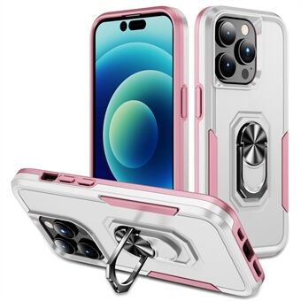 Defender Series for iPhone 14 Pro 6.1 inch Ring Kickstand Design PC + TPU Phone Case Anti-drop Back Cover