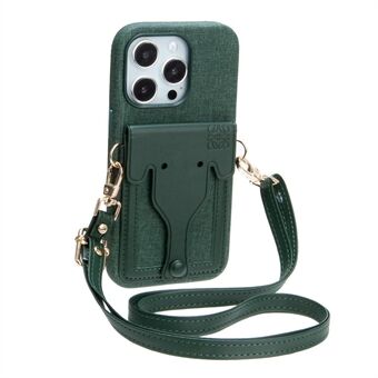 Phone Case with Strap for iPhone 14 Pro 6.1 inch, Shockproof Elephant Shaped Card Holder PU Leather+Liquid Silicone Cell Phone Cover