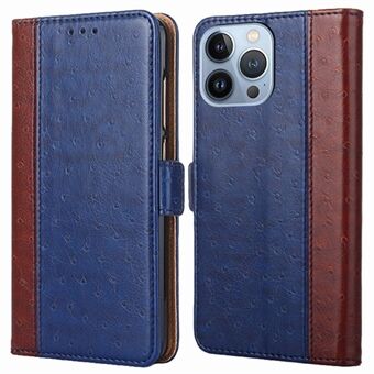 For iPhone 14 Pro 6.1 inch Ostrich Texture Magnetic Close Flip Folio Case Wallet Stand Full Protection PU Leather+TPU Inner Shell