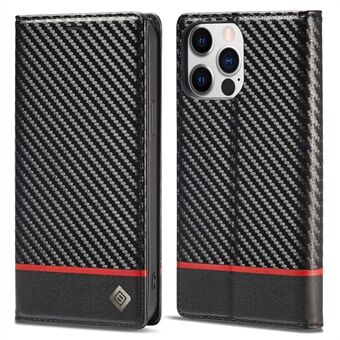 LC.IMEEKE for iPhone 14 Pro 6.1 inch Carbon Fiber Texture PU Leather Anti-drop Cover Magnetic Adsorption Phone Wallet Stand Case