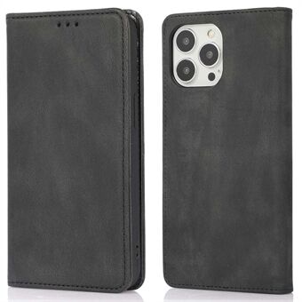 For iPhone 14 Pro 6.1 inch PU Leather Phone Case Shockproof Magnetic Adsorption Stand Wallet Shell
