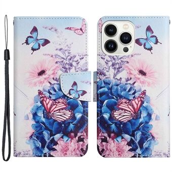 For iPhone 14 Pro 6.1 inch Cross Texture Pattern Printing Stand Case PU Leather TPU Shockproof Wallet Phone Cover