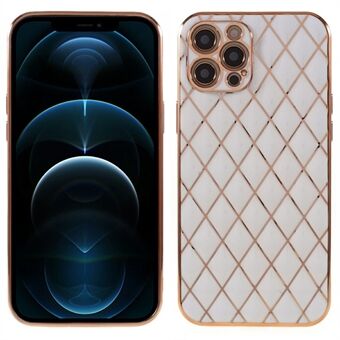 For iPhone 14 Pro 6.1 inch Straight Edge Rhombus Pattern Precise Cutout TPU Cover Electroplating Phone Case
