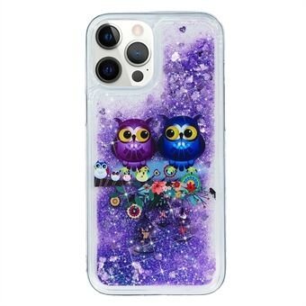 For iPhone 14 Pro 6.1 inch Liquid Glitter Quicksand Phone Protective Case Pattern Printing Soft TPU Clear Back Cover