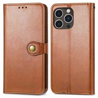 For iPhone 14 Pro 6.1 inch PU Wallet Style Phone Case PU Leather Magnetic Round Buckle Flip Stand Cover with Strap