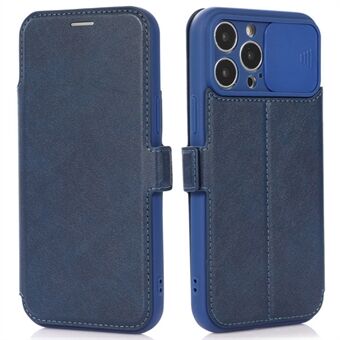 For iPhone 14 Pro Slide Camera Protection Folio Flip Phone Case PU Leather Stand Card Holder Cover