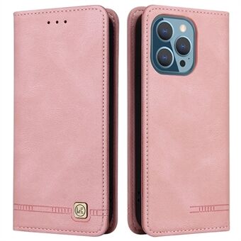 Hardware Decor Phone Case for iPhone 14 Pro, Magnetic Closure PU Leather Anti-drop Wallet Stand Phone Cover