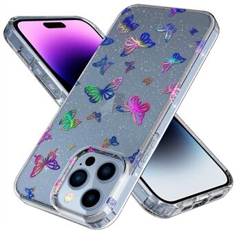 GW18 Thickened Phone Case For iPhone 14 Pro, Drop-resistant Laser Pattern Anti-scratch Hard PC + Soft TPU Back Cover