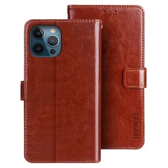 IDEWEI for iPhone 14 Pro Shockproof Phone Case Crazy Horse Textured PU Leather Magnetic Closure Flip Wallet Cover Stand