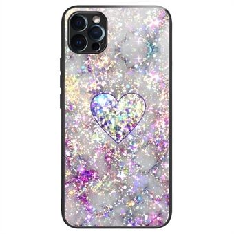 For iPhone 14 Pro Pattern Printing Back Case Tempered Glass TPU Frame Shockproof Anti-Scratch Cover Shell