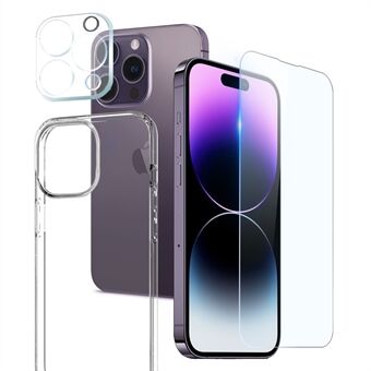 NORTHJO HD 3 in 1 Shockproof Case for iPhone 14 Pro Protective TPU Phone Case with Tempered Glass Screen Protector / Camera Lens Cover