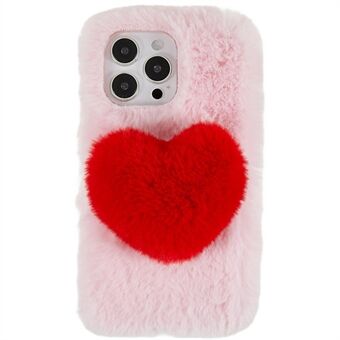 For iPhone 14 Pro Cute Love Heart Design Fluffy Plush TPU Protective Case Flexible Mobile Phone Back Cover
