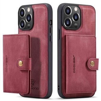 JEEHOOD For iPhone 14 Pro Retro Shockproof Case Detachable 2-in-1 Wallet Phone Case Leather Coated Kickstand TPU Cover