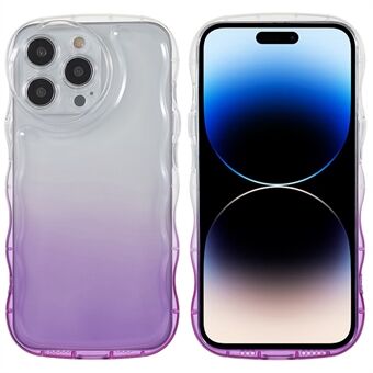 For iPhone 14 Pro Gradient TPU Phone Case Wave-shaped Edge Air Cushion Shockproof Protective Cover
