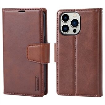 HANMAN Miro2 Series for iPhone 14 Pro PU Leather Wallet Phone Case Magnetic Detachable Stand Flip Cover