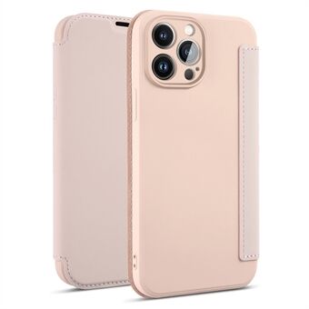 For iPhone 14 Pro Skin-touch Liquid Silicone Protective Case Card Holder Kickstand Phone Shockproof Cover