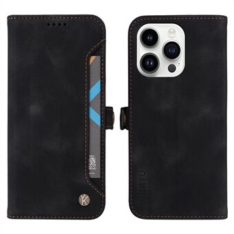 YIKATU YK-002 For iPhone 14 Pro Skin-touch Feeling Phone Case, Outer Card Slot Design Anti-collision PU Leather Wallet Stand Shell
