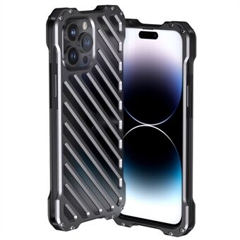 R-JUST RJ-50 for iPhone 14 Pro Anti-fall Armour Phone Case Aluminum Alloy Metal Frame Anti-scratch Hollow Mobile Phone Cover with Lens Protector